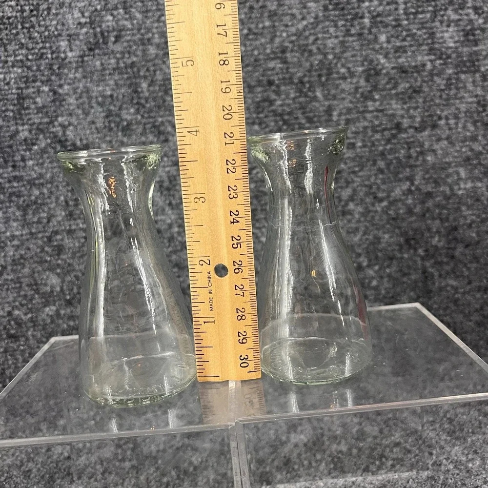 2 Clear Glass Vases Product of EEC European Economic Community Bulb Forcing Vase